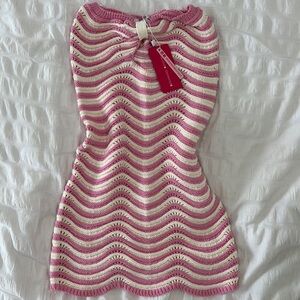 Pink and White Striped Knit Dress